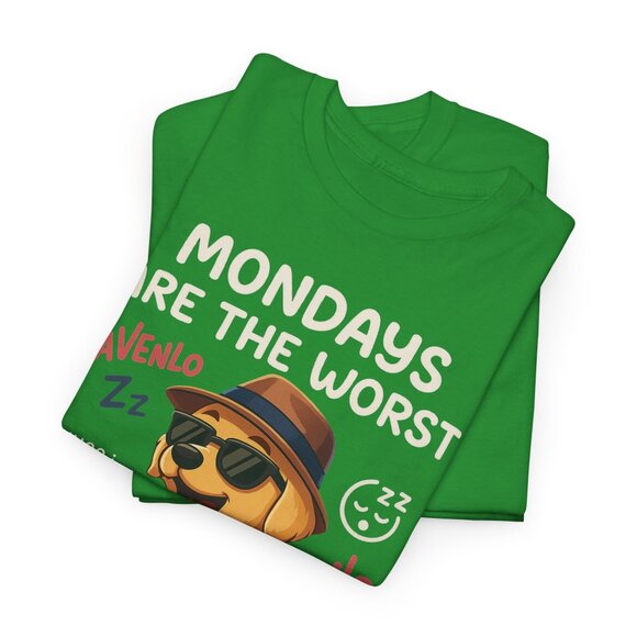 Mondays Are The Worst Funny Dog Business Suit Coffee Lover Work Humor T-Shirt - Picture 3 of 6